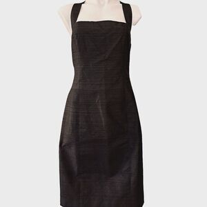 Jenne Maac Vintage 100% Silk Timeless Square Neckline Y2K Fitted Black Dress S